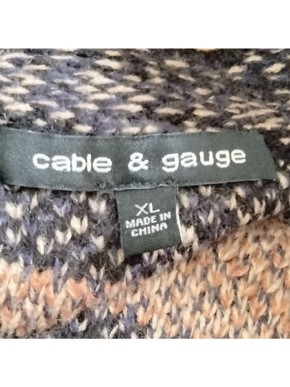 Cable & Gauge Size XL Open Front Cardigan Black Brown Textured Bohemian Knit - Picture 6 of 8